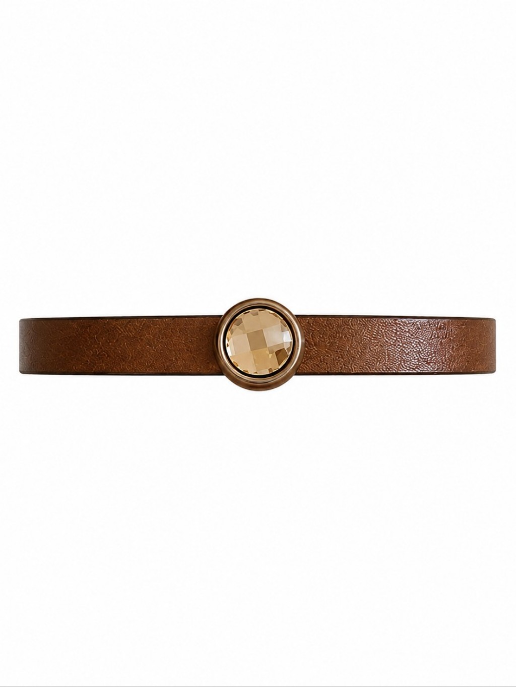 Handmade Brown Leather Magnetic Clasp Bracelet Champagne Crystal Boho Minimalist